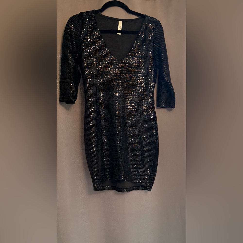 Sparkling Black Sequin Mini Dress